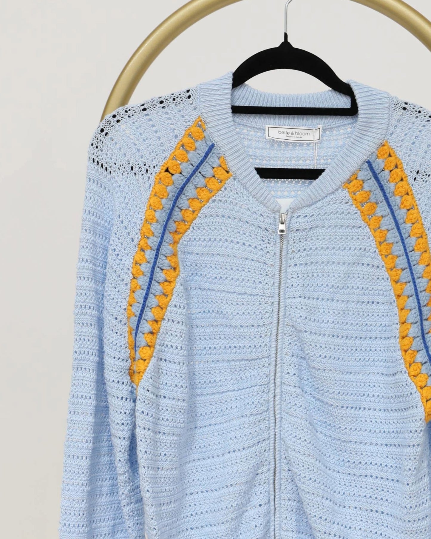 Lightweight Zip Up Knit - Pale Blue