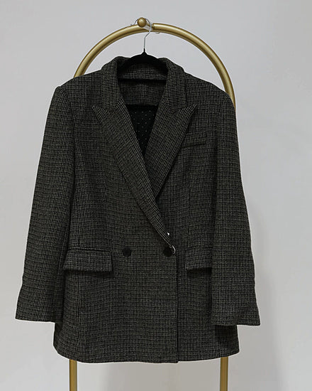 Double Breasted Blazer - Dark Grey Check