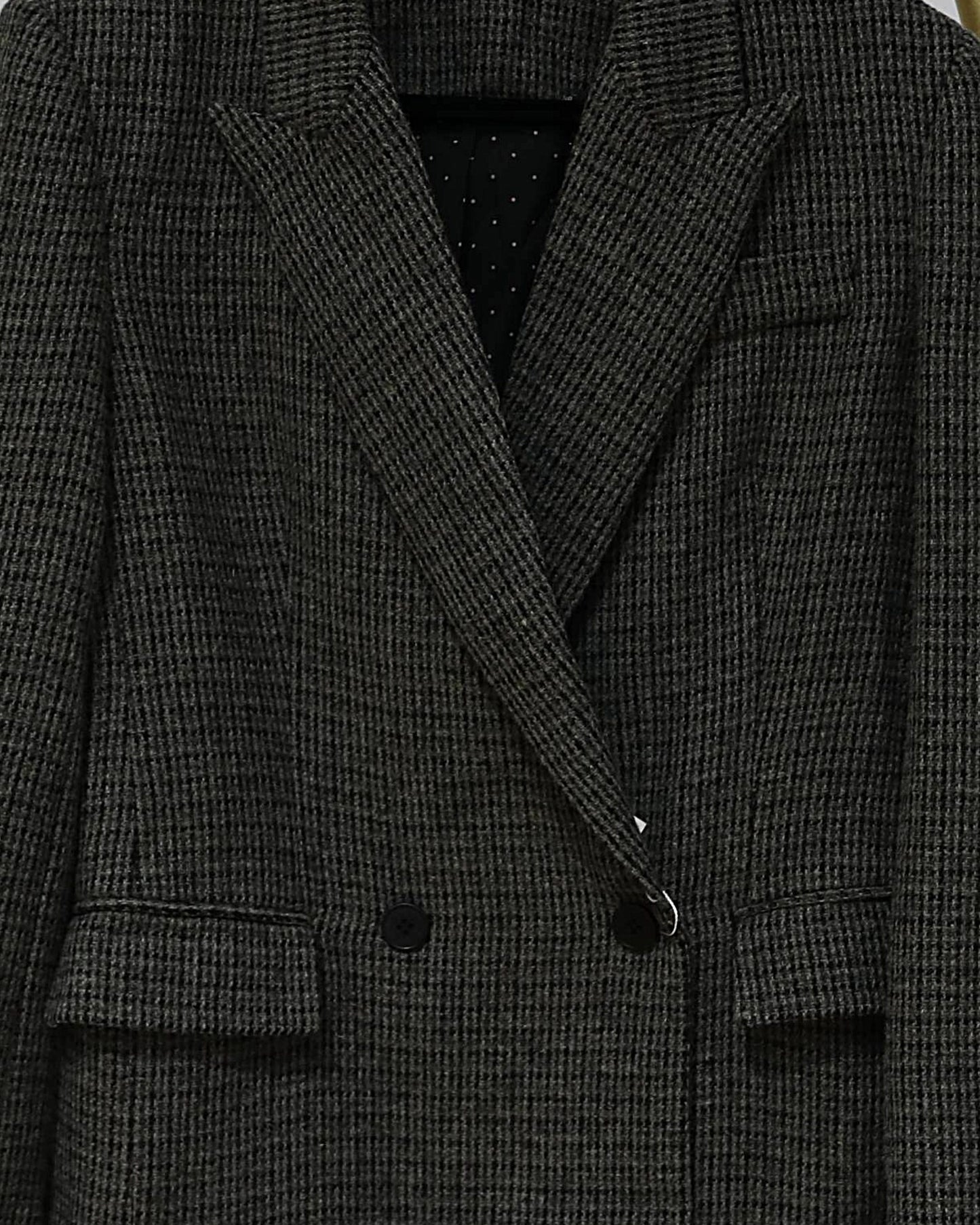 Double Breasted Blazer - Dark Grey Check