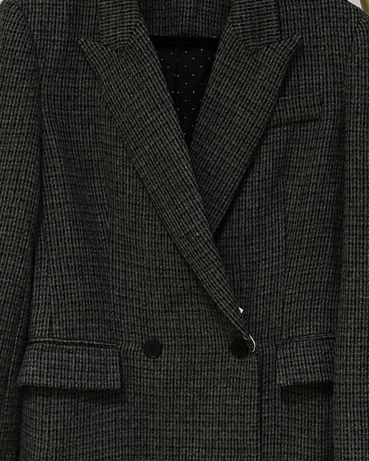 Double Breasted Blazer - Dark Grey Check
