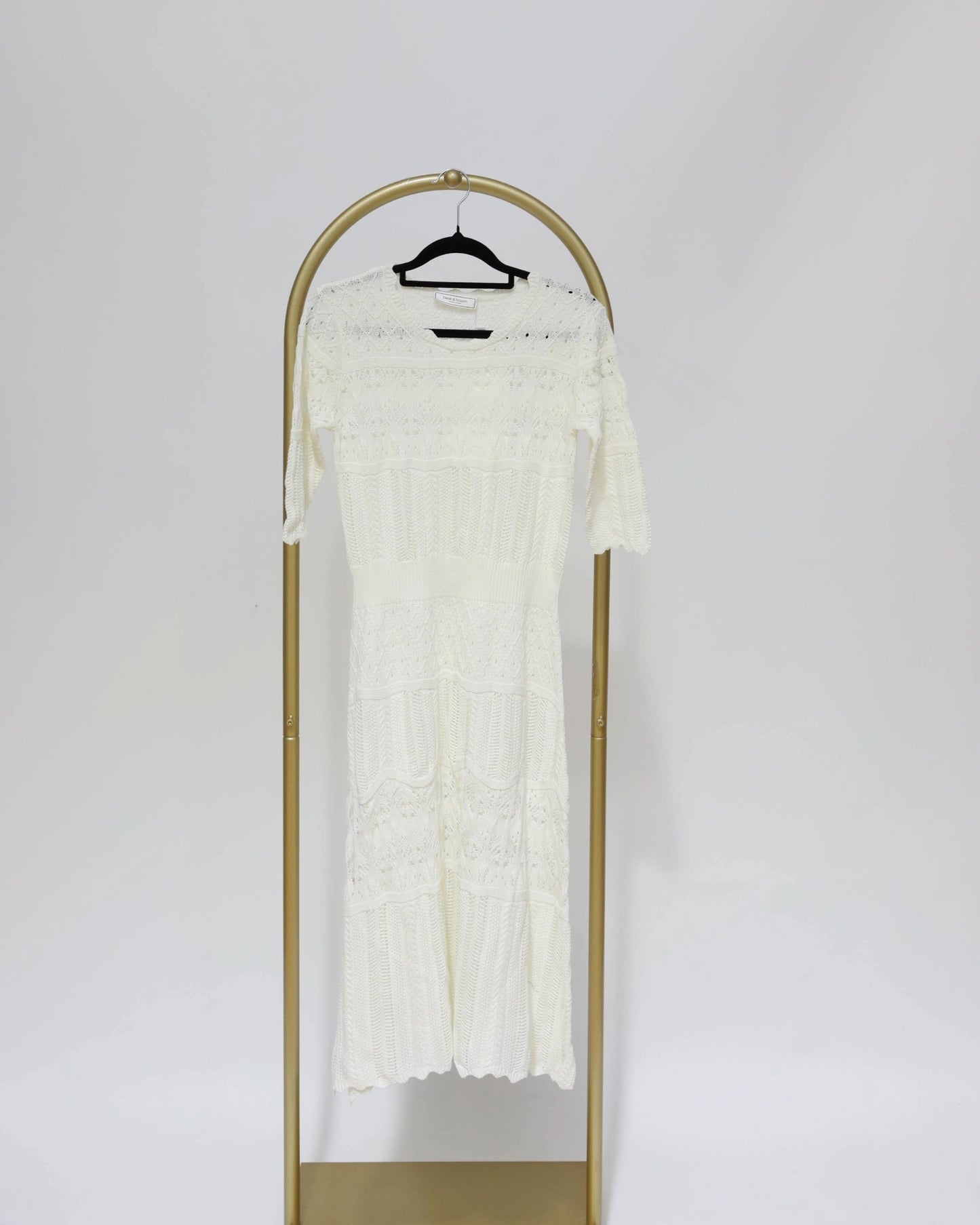 Crochet Knit Midi Dress - Cream