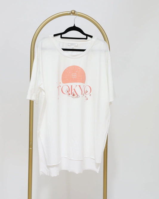 Oversized Printed Tokyo Tee - White