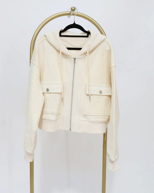 Utility Style Zip Jacket - Cream