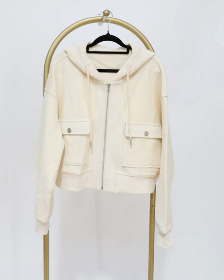 Utility Style Zip Jacket - Cream