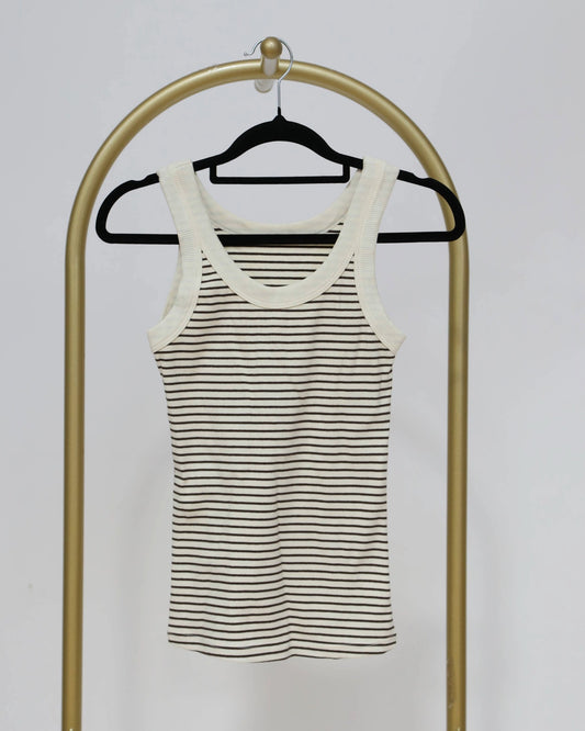 Striped Tank - Cream & Brown