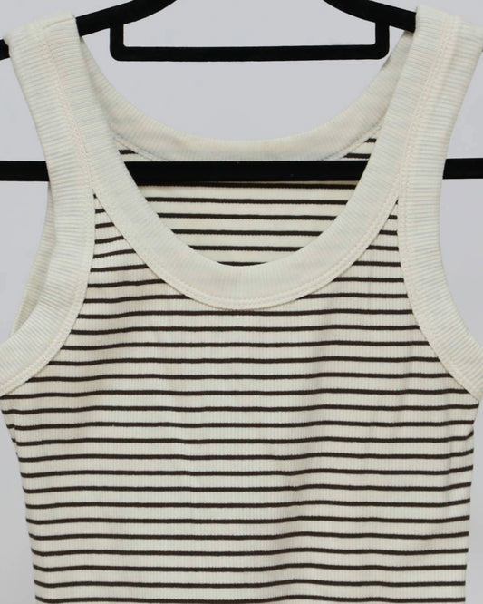 Striped Tank - Cream & Brown