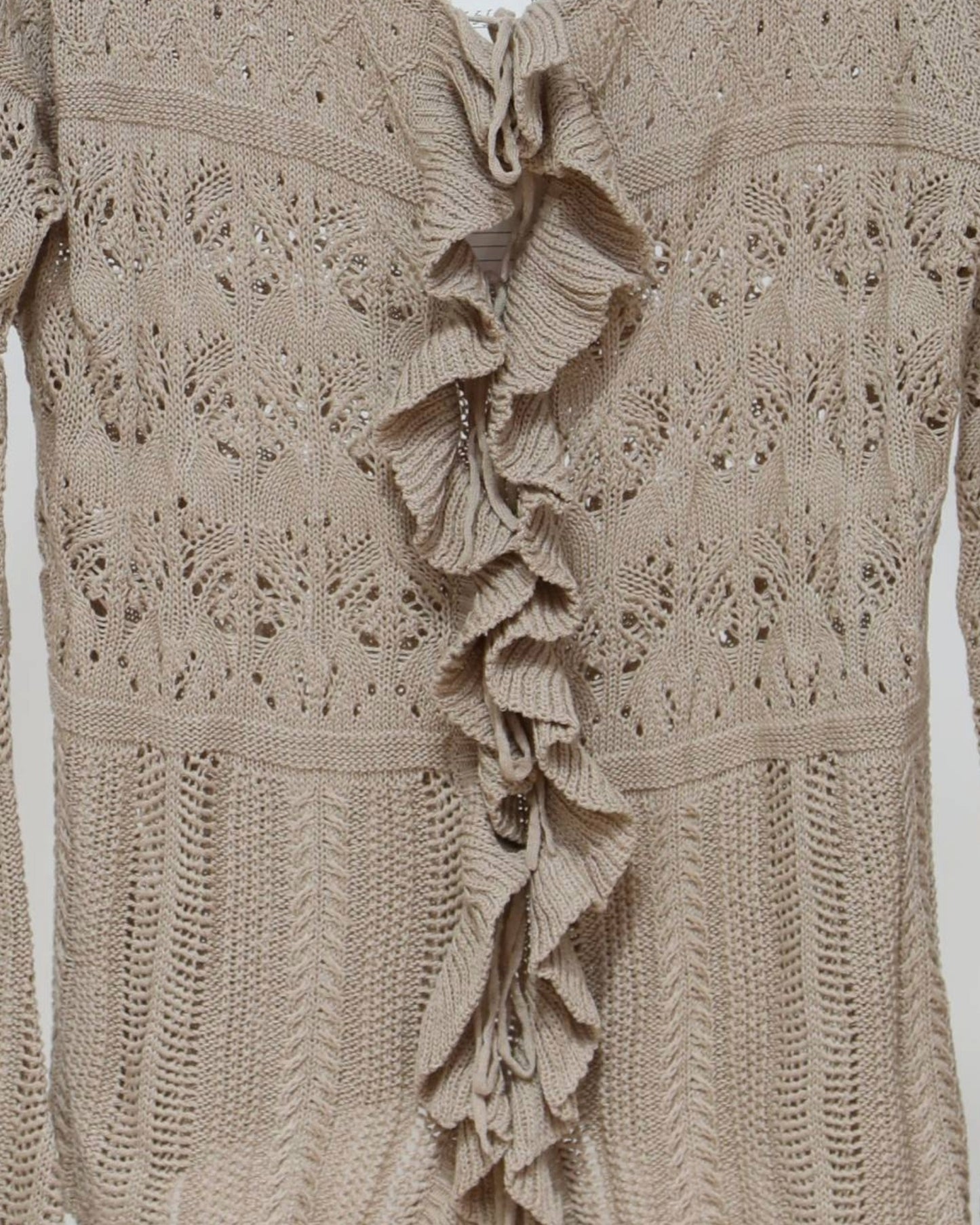 Ruffle Knit Cardigan - Beige