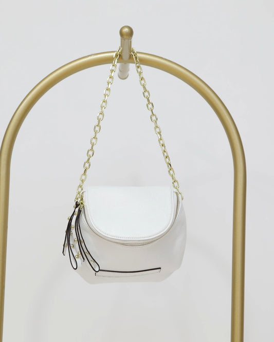 Shoulder Bag with Chain Detailing - White