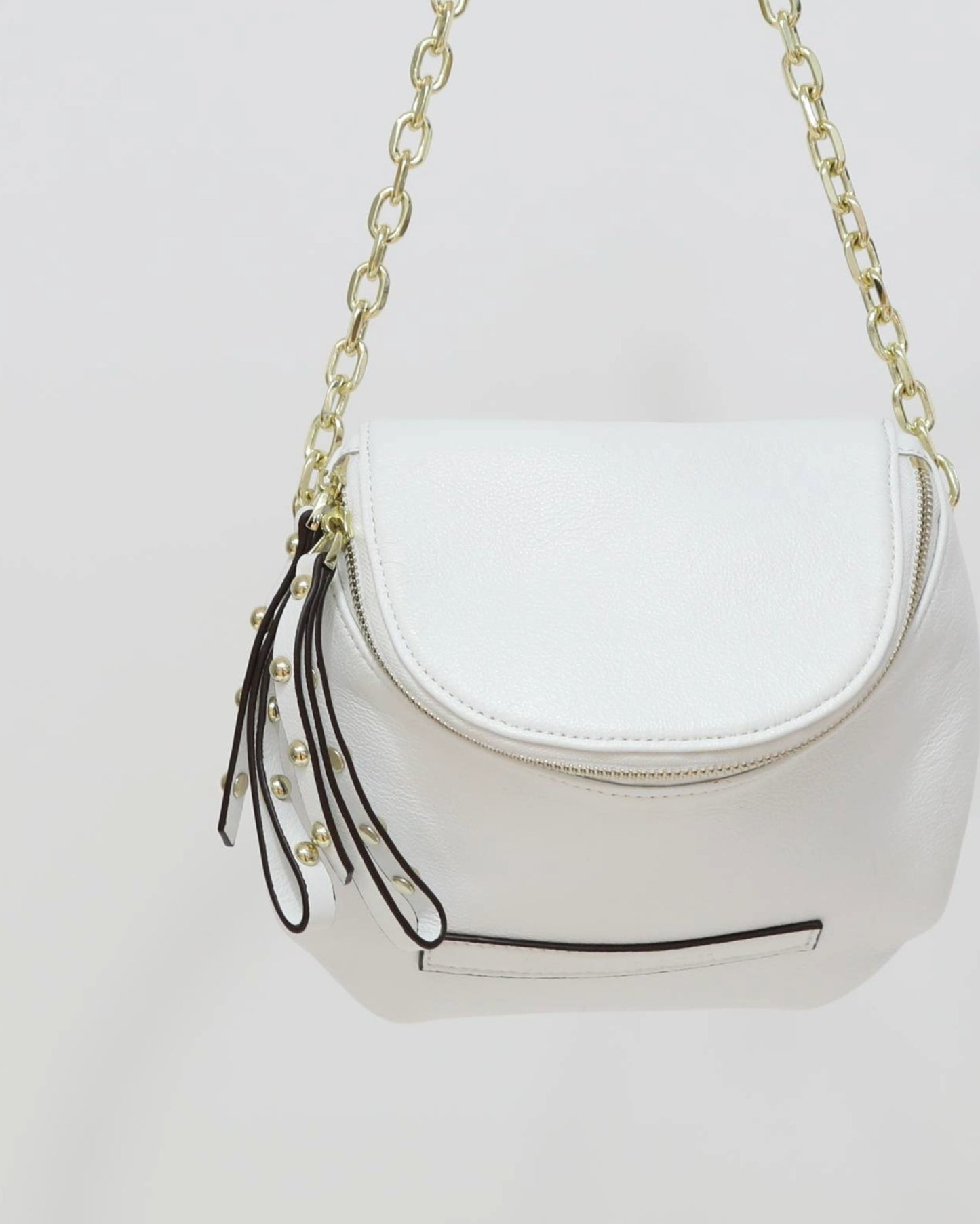 Shoulder Bag with Chain Detailing - White