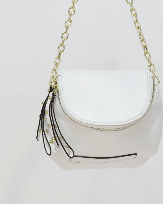 Shoulder Bag with Chain Detailing - White