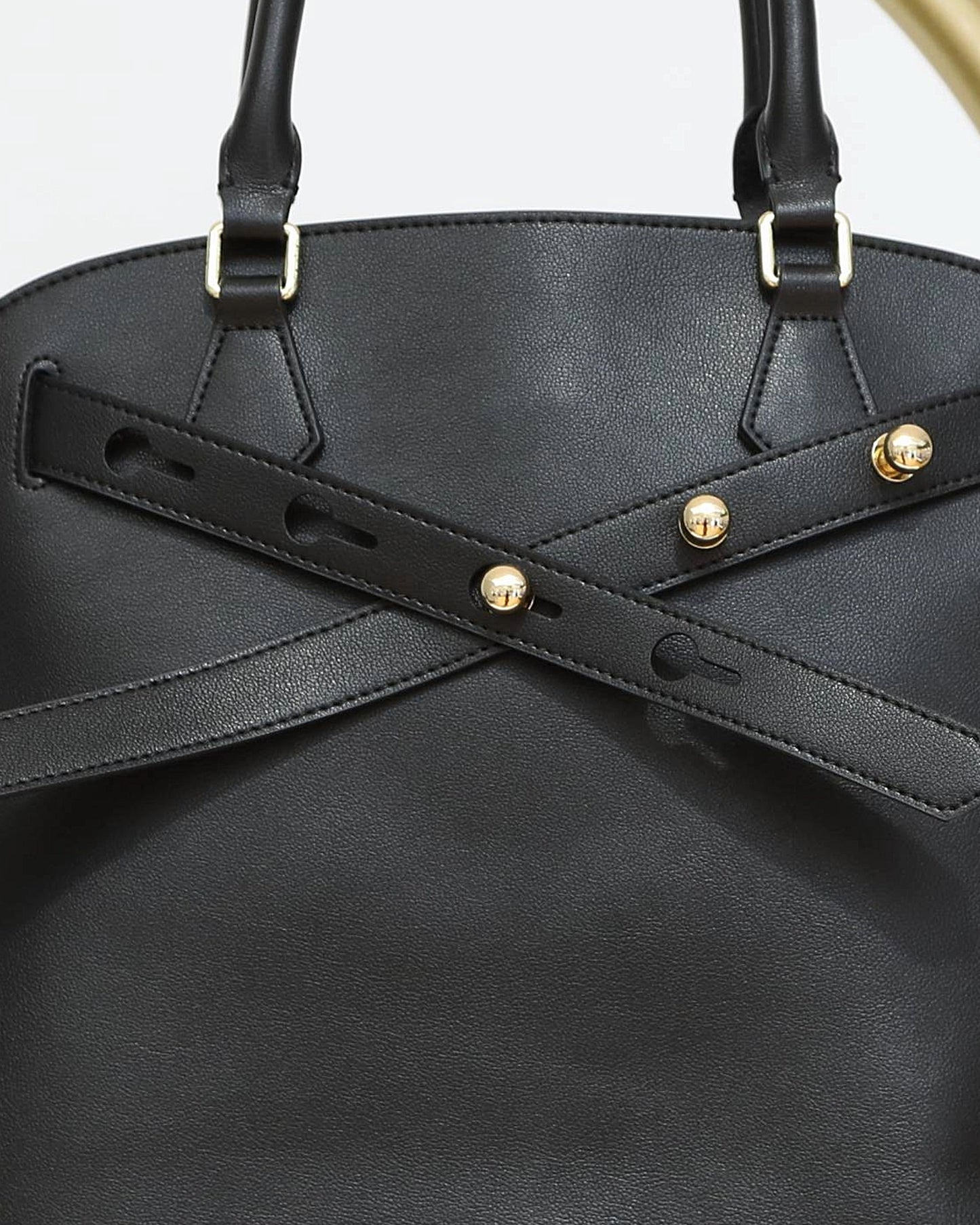 Large Handbag with Gold Detailing - Black