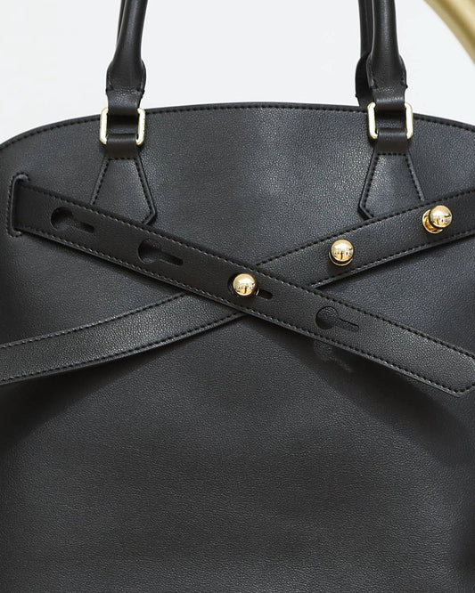 Large Handbag with Gold Detailing - Black