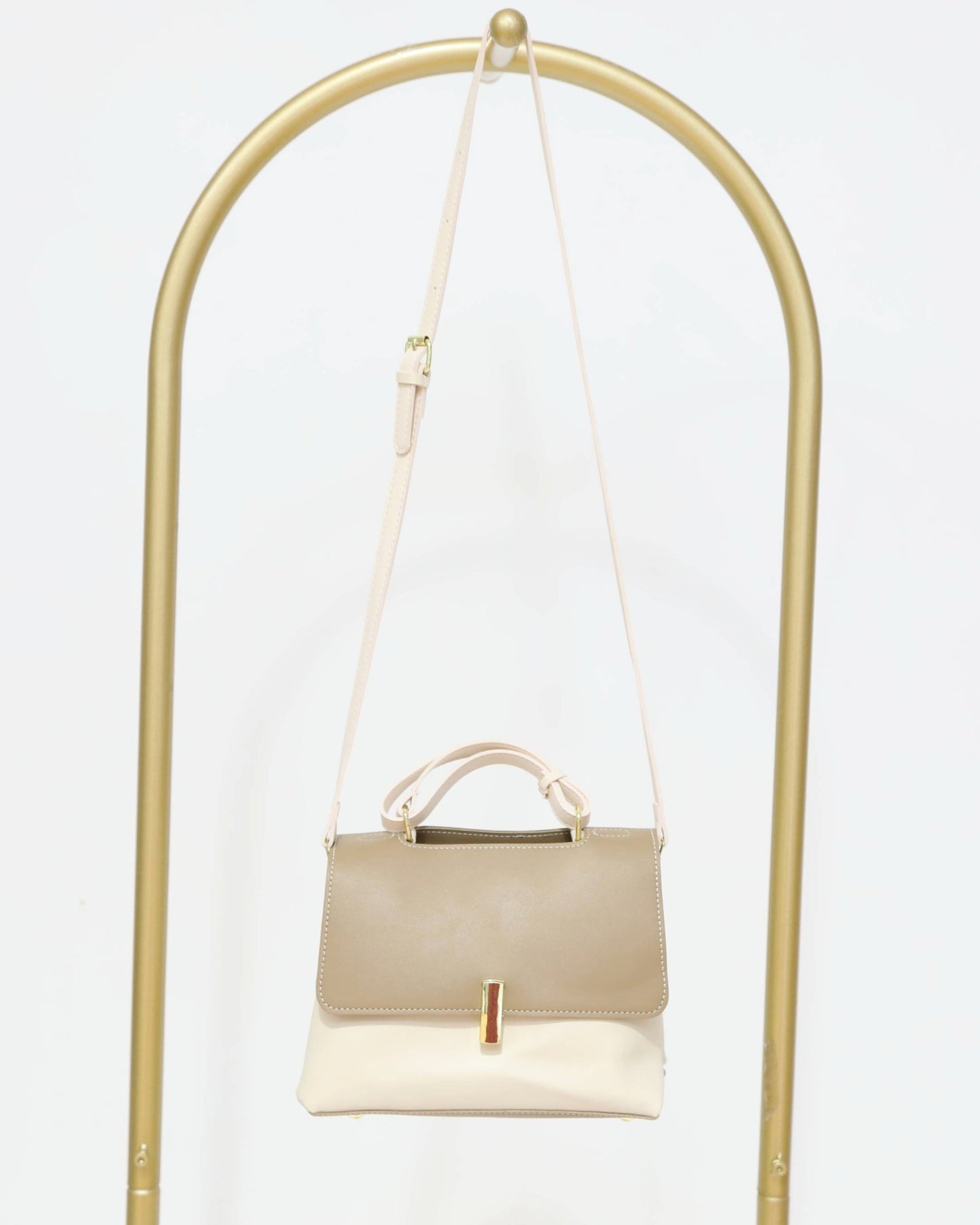 Two-Tone Shoulder Bag - Cream & Beige