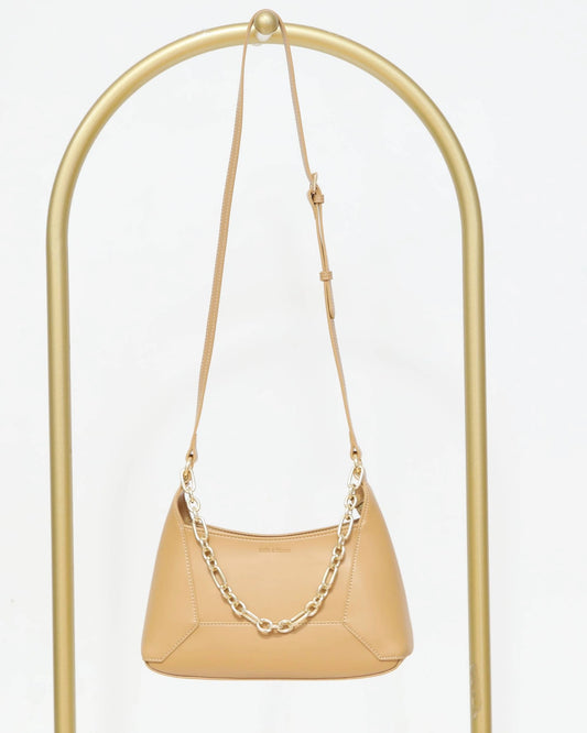 Shoulder Bag with Chain - Tan