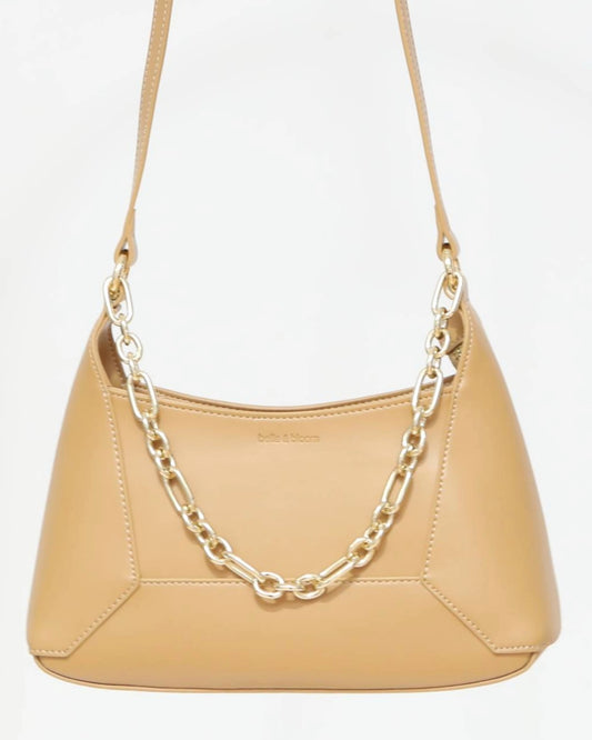 Shoulder Bag with Chain - Tan