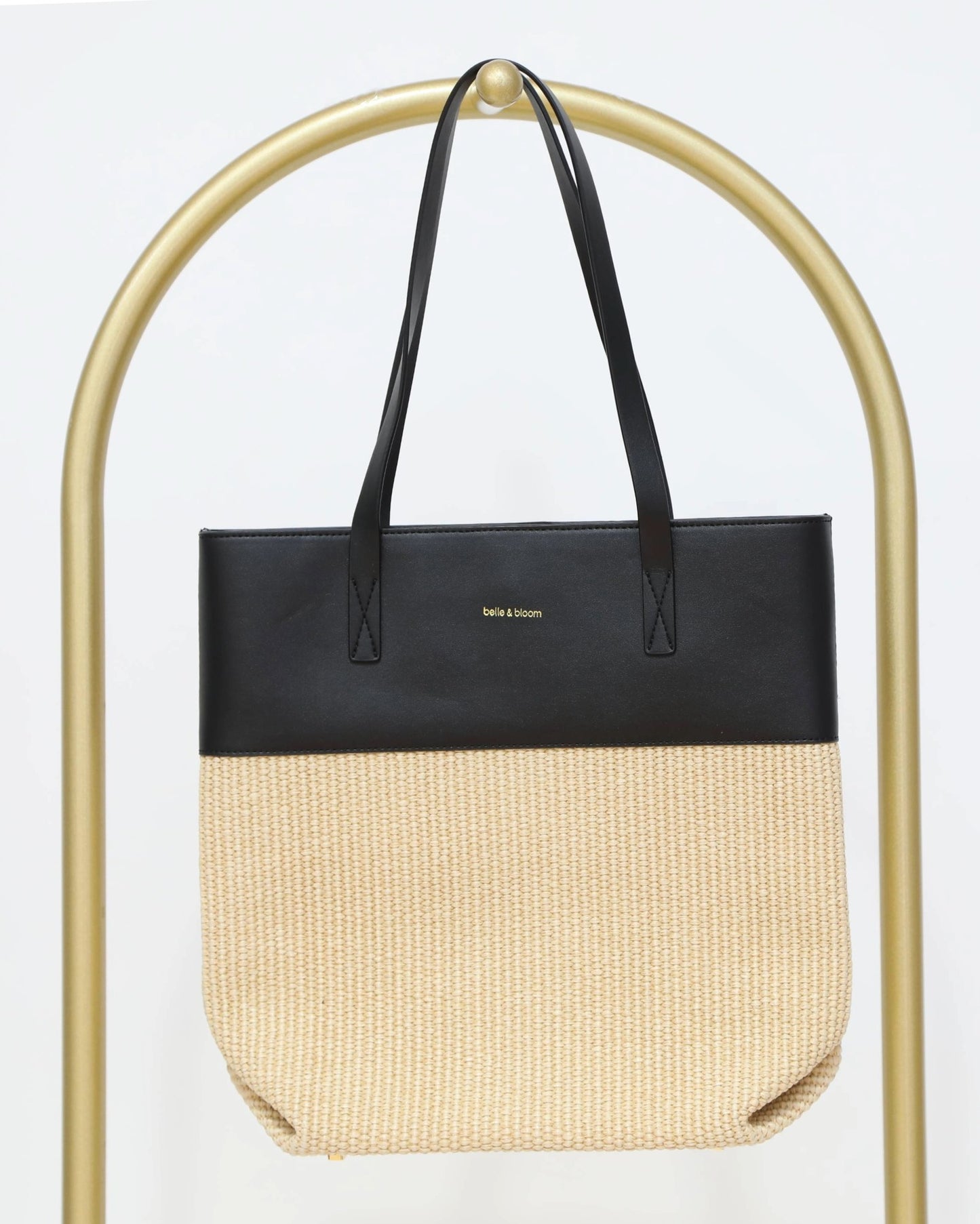Two-Tone Shoulder Bag - Black & Beige