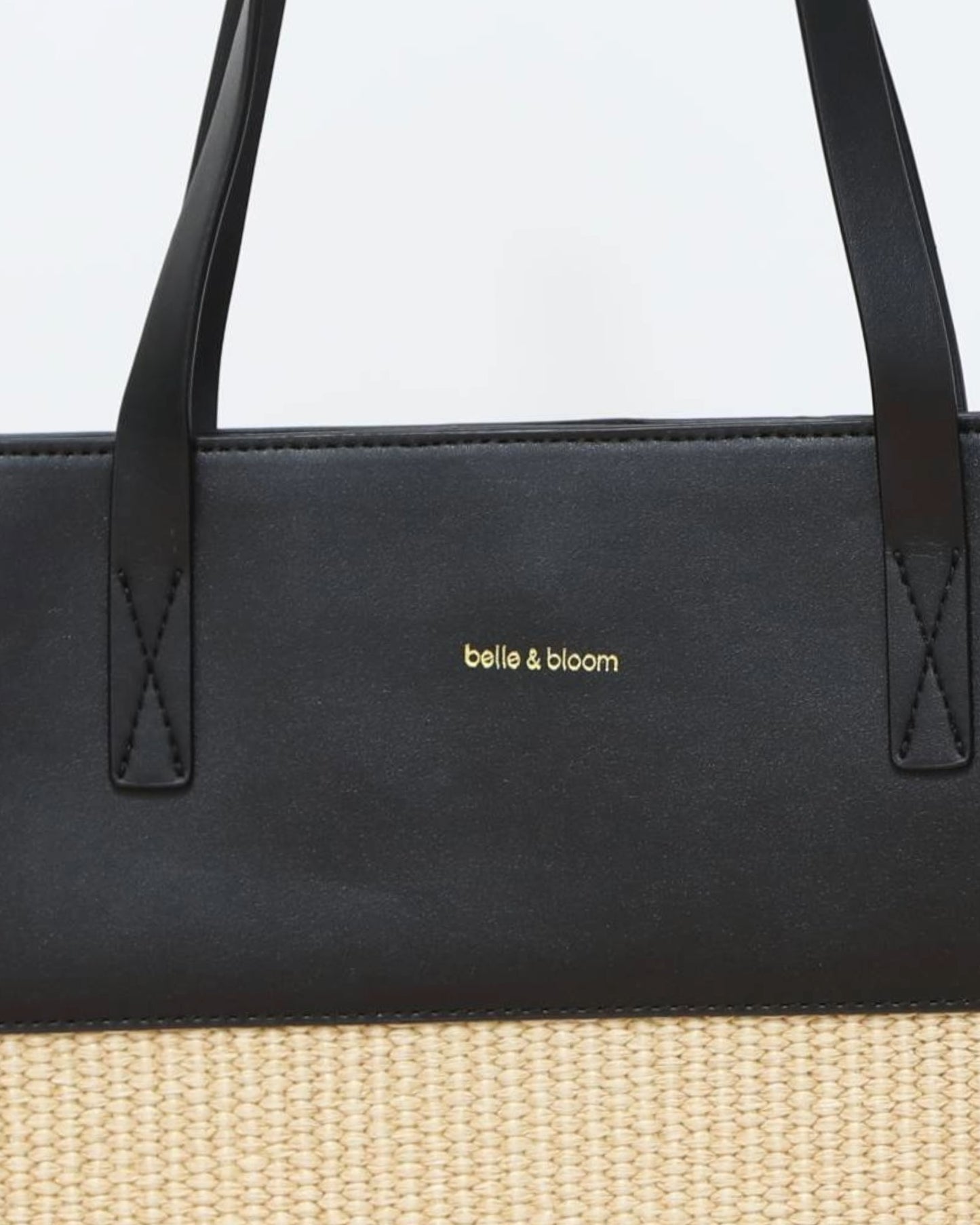 Two-Tone Shoulder Bag - Black & Beige
