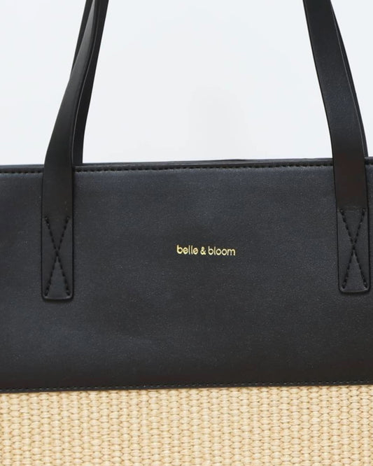 Two-Tone Shoulder Bag - Black & Beige