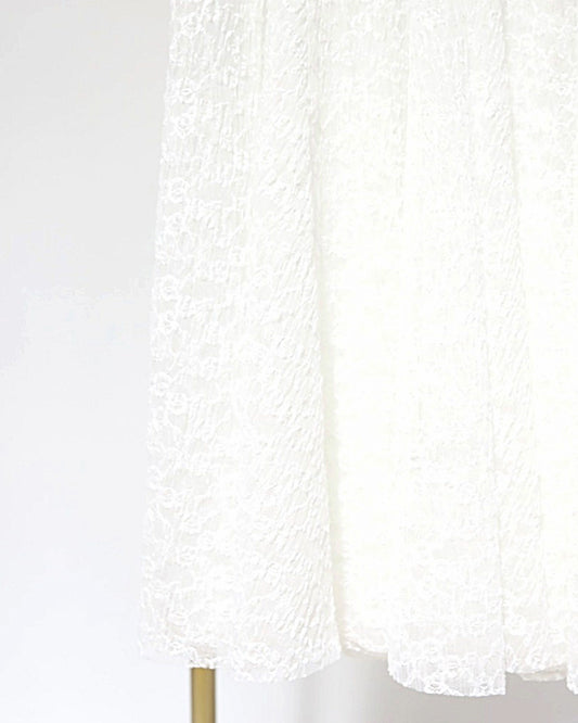 Lace Midi Skirt - White