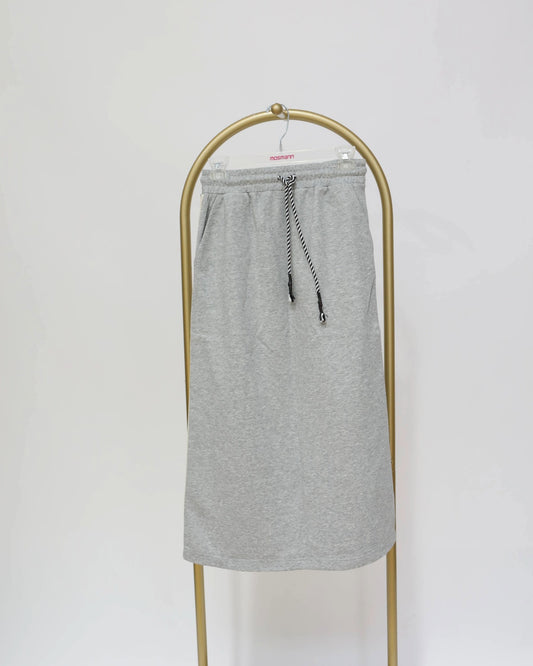 Cotton Midi Skirt - Grey