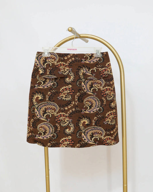 Paisley Mini Skirt - Chocolate