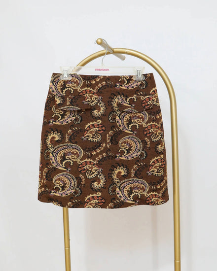Paisley Mini Skirt - Chocolate