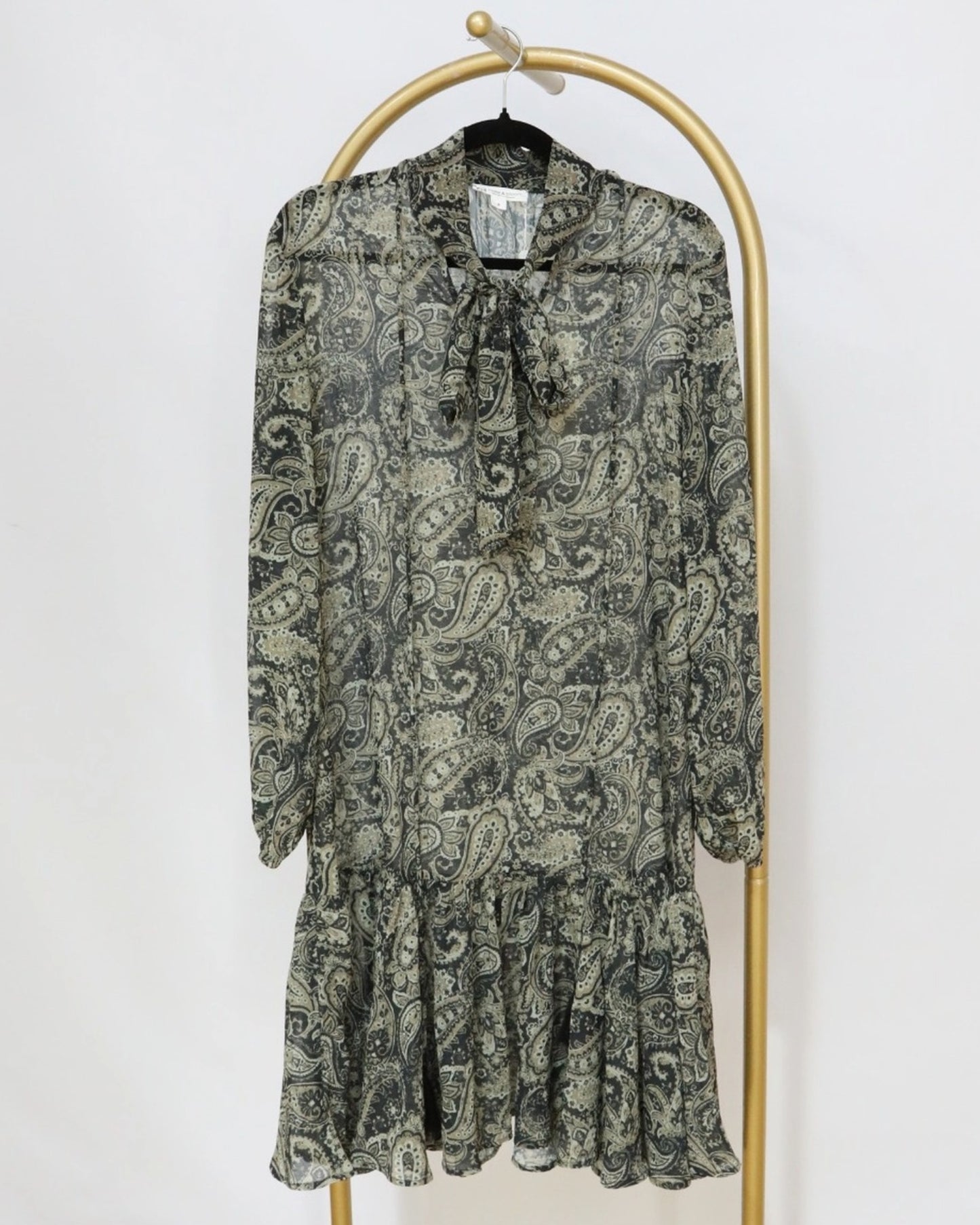 Midi Dress with Tie Neck Detailing - Paisley Print