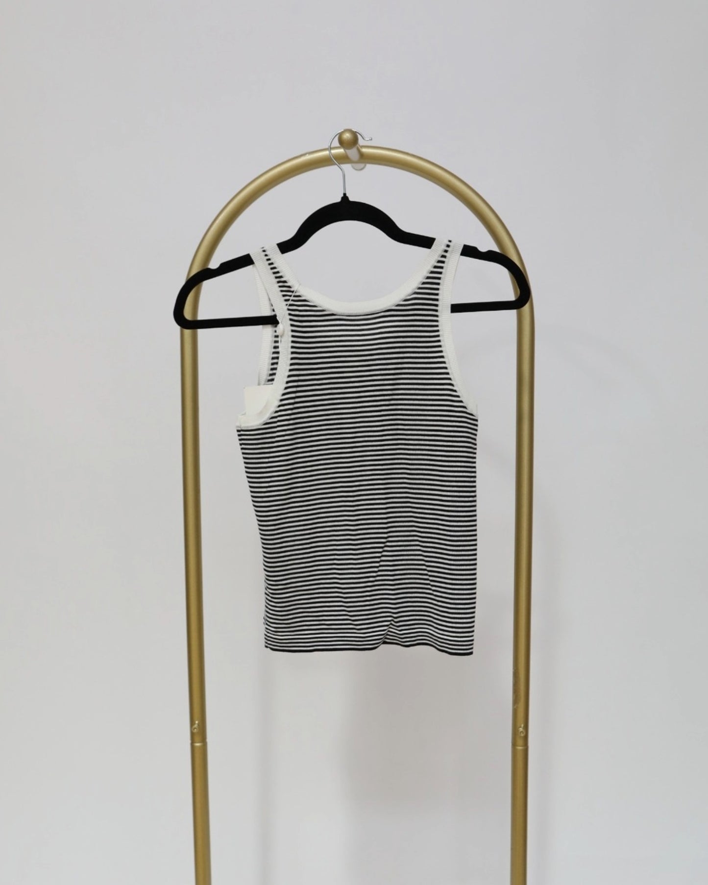 Striped Button Down Tank - White & Black