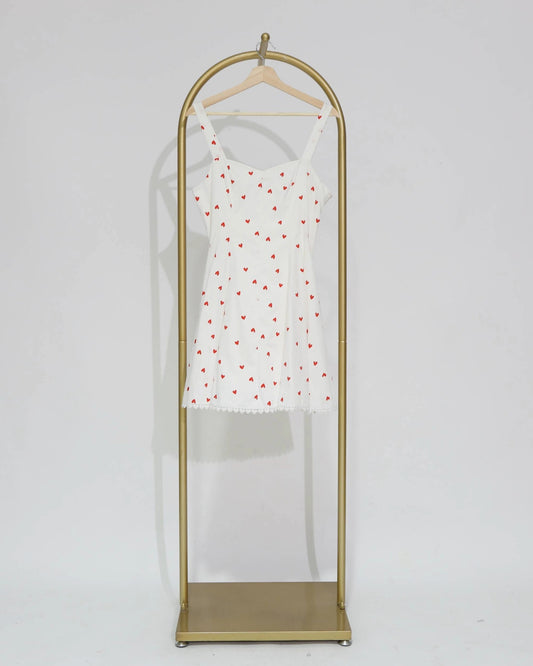 Heart Print Mini Dress - White