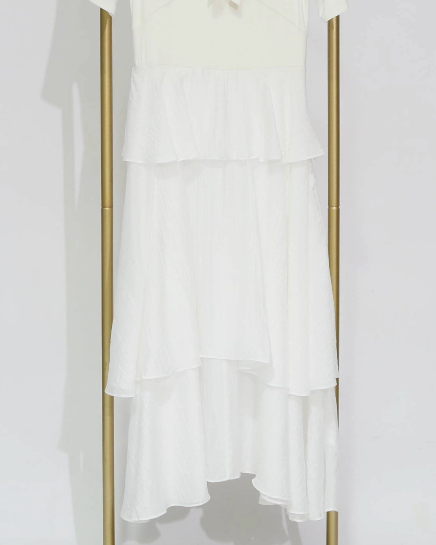 Tiered Tie-Front Midi Dress - White