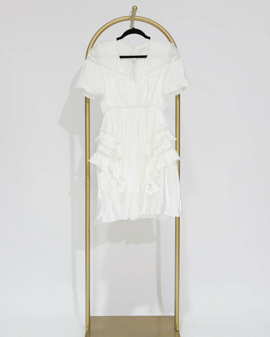 Ruffle Detail Mini Dress - White