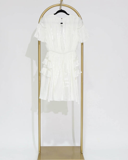 Ruffle Detail Mini Dress - White