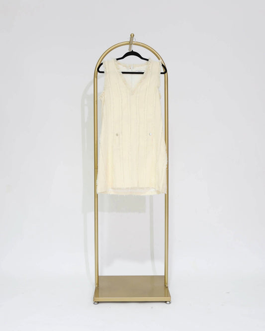 Sleeveless Textured Mini Dress - Cream