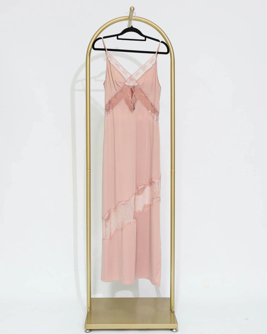 Lace Slip Maxi Dress - Blush
