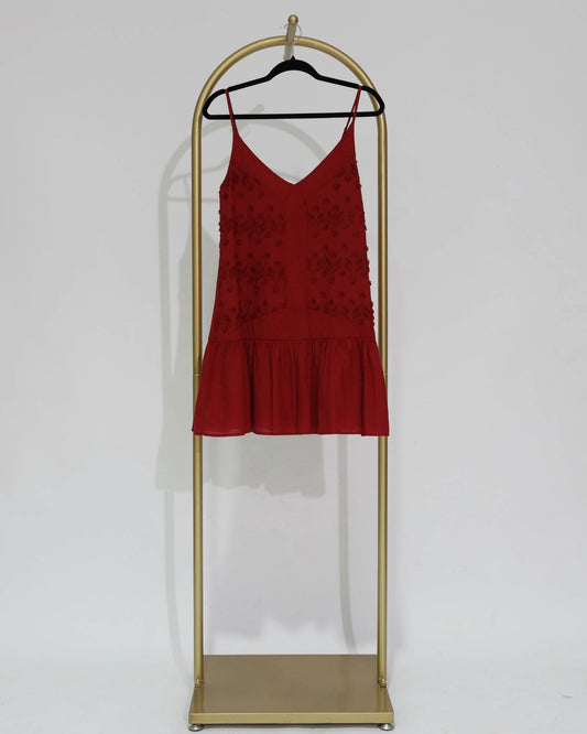 Embroidered Cami Mini Dress - Red