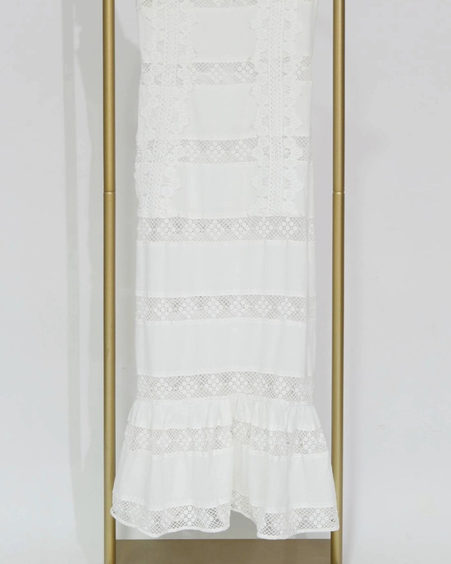 Lace Panel Midi Dress – Off White