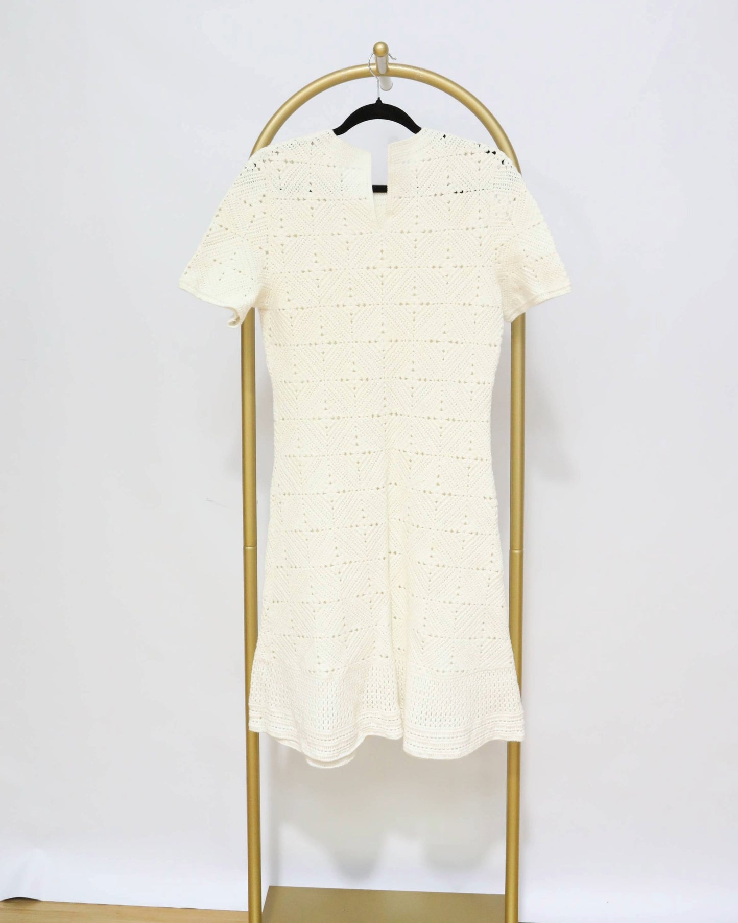 Short Sleeve Knit Midi Dress - Cream
