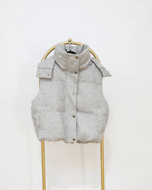 Hooded Puffer Vest - Grey