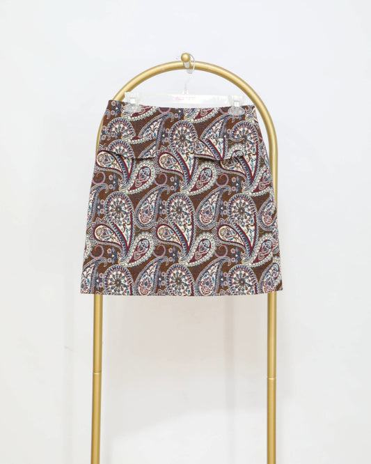 Paisley Print Mini Skirt - Multi