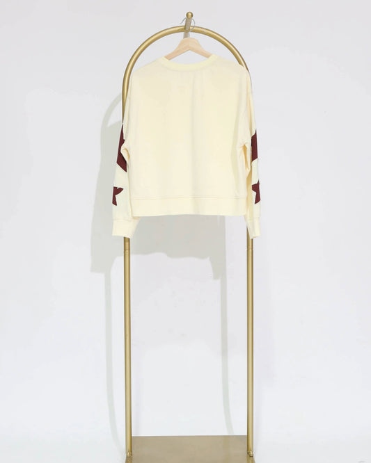 Star Sleeve Cotton Sweatshirt – Cream
