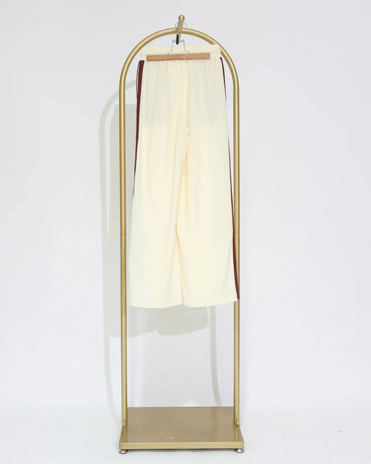 Side Stripe Wide Leg Pants – Cream
