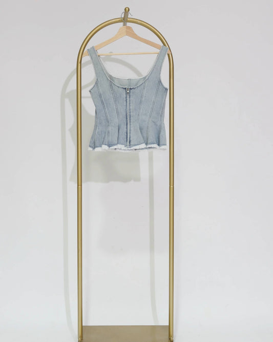 Denim Corset Style Top – Light Blue Wash