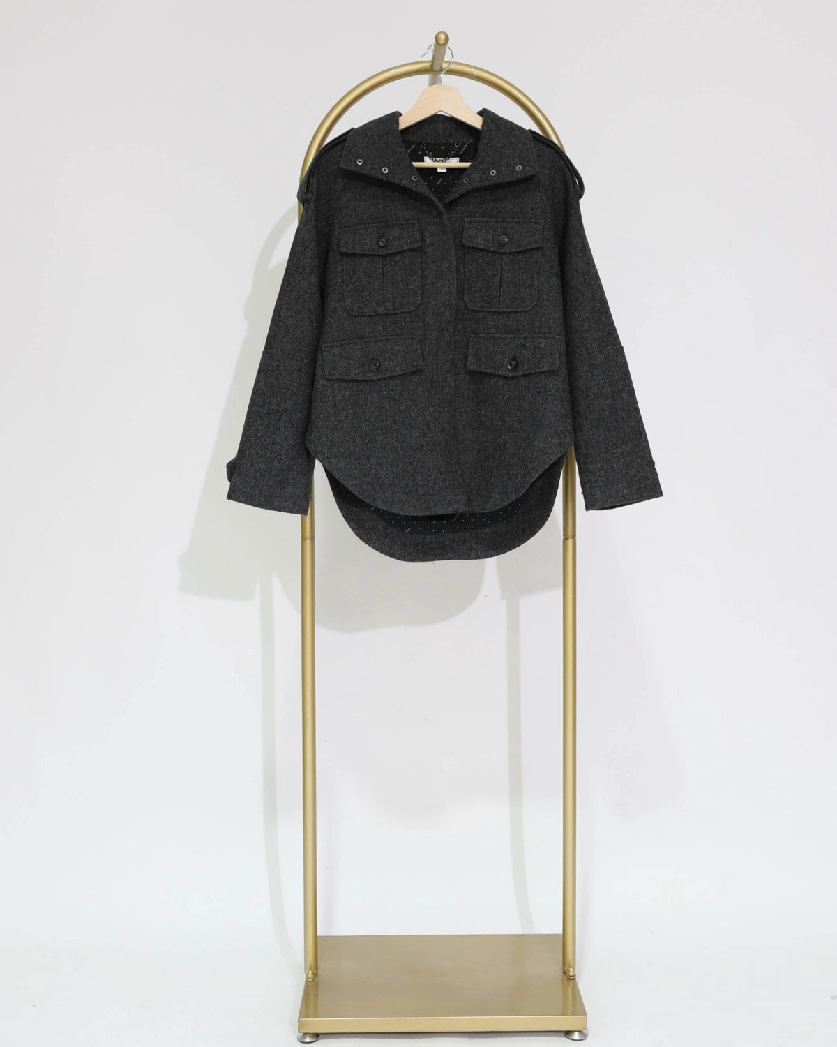 Wool Blend Utility Jacket - Charcoal