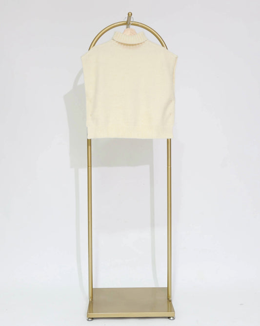 Sleeveless Cable Back Knit Vest - Ivory