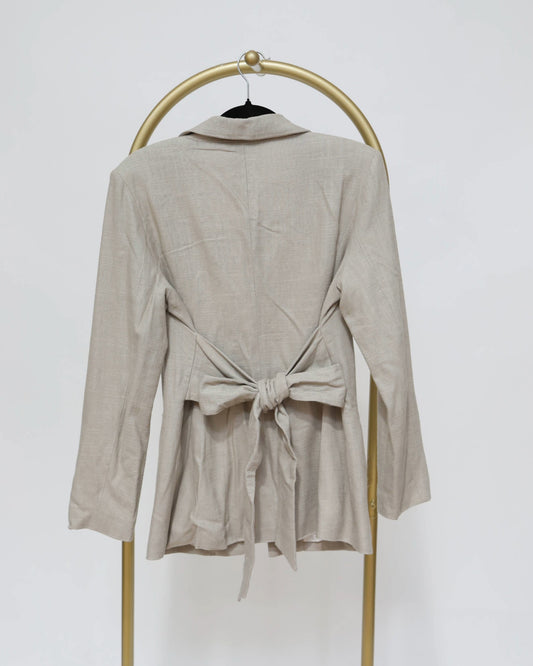 Tie-Back Tailored Blazer - Beige