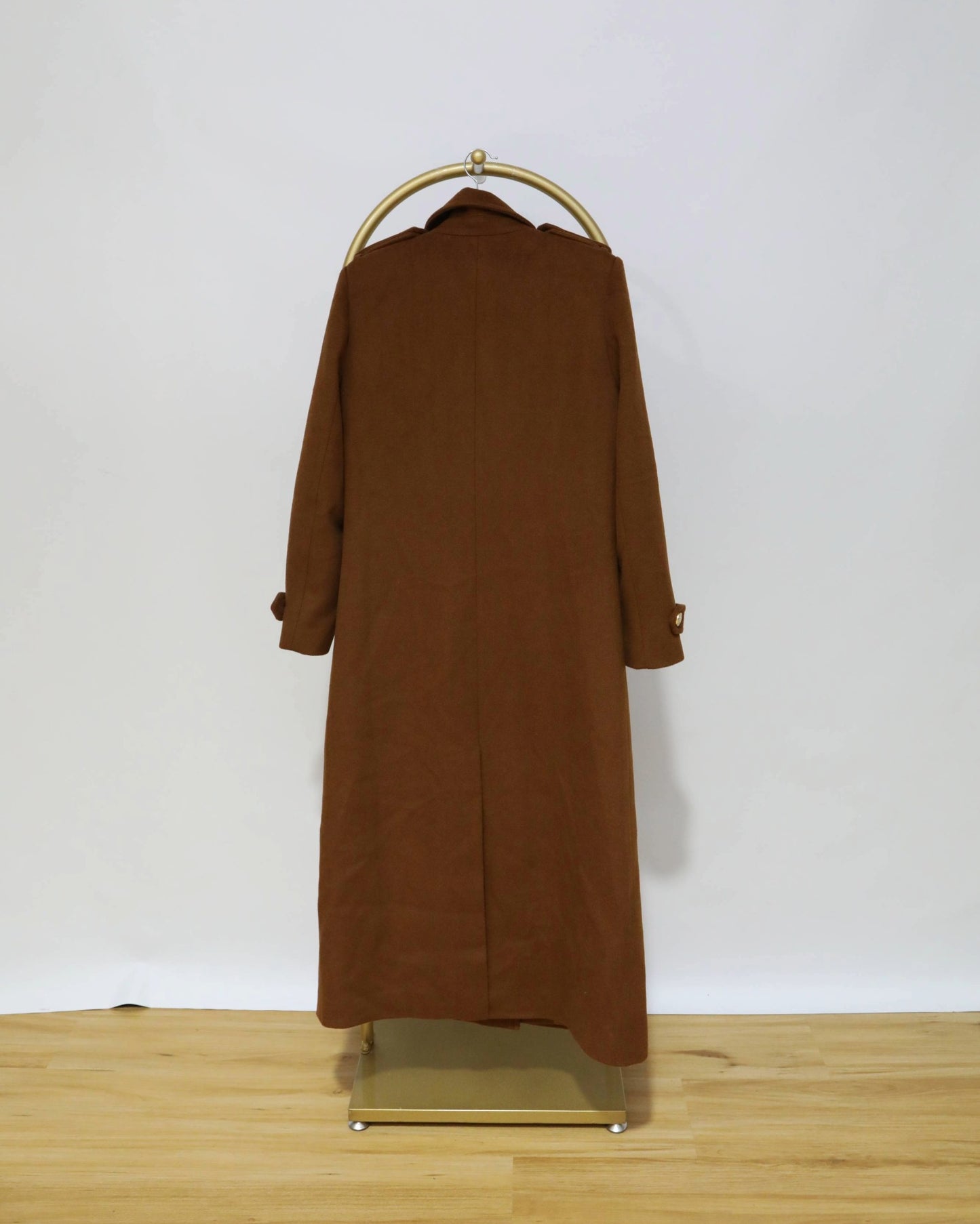 Double-Breasted Longline Coat - Chestnut Brown