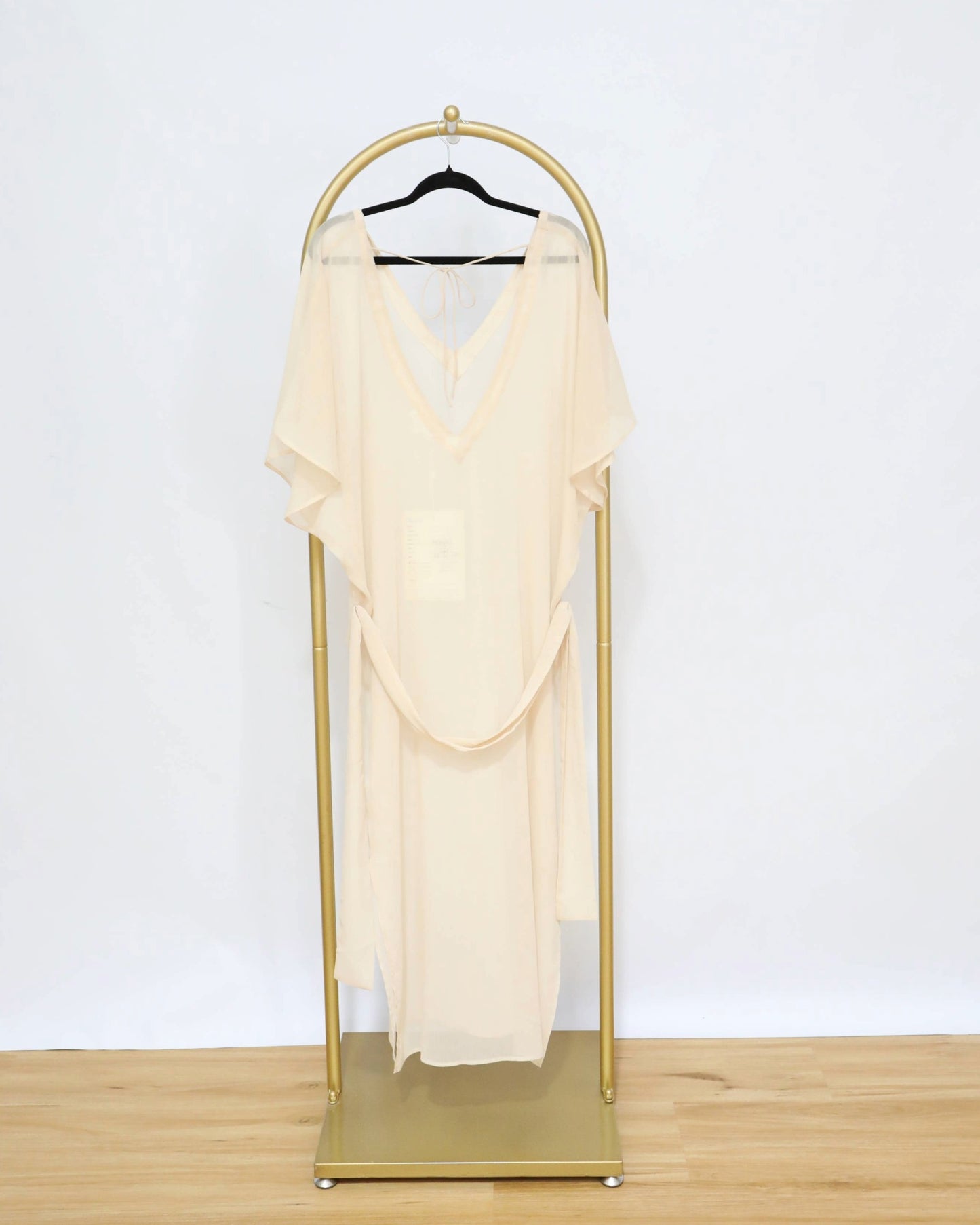Sheer Kaftan Midi Dress – Nude