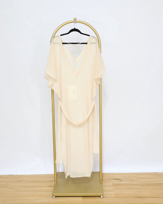 Sheer Kaftan Midi Dress – Nude