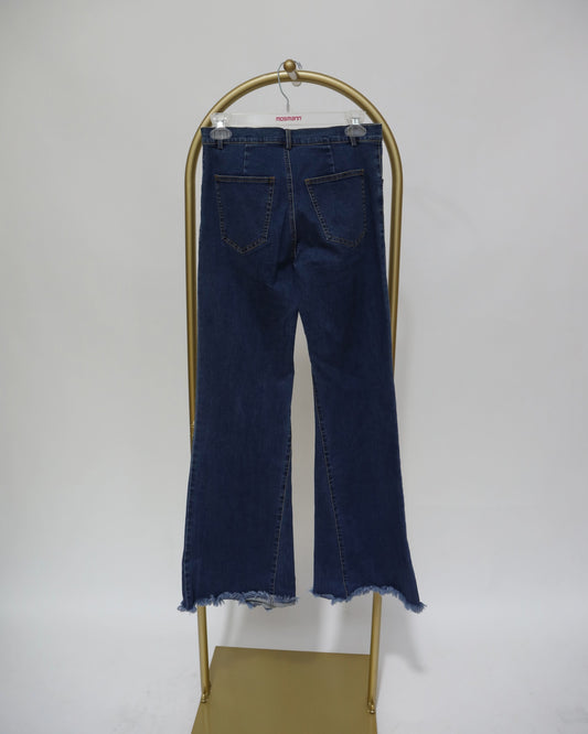 High Rise Straight Leg Jeans – Dark Blue Wash