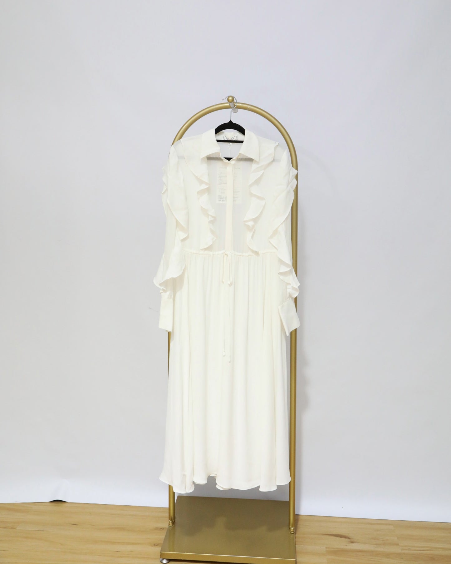 Ruffle Detail Midi Dress – Ivory